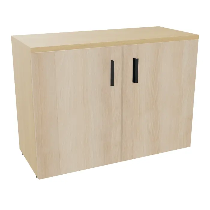 Armoire mélamine Armand 1 tablette H. 73,5 x L. 100 x P. 43,2 cm corps et top finition mélamine Chêne naturel avec 2 portes soft-closing mélamine acacia de lakeland - poignées métal lisse noir