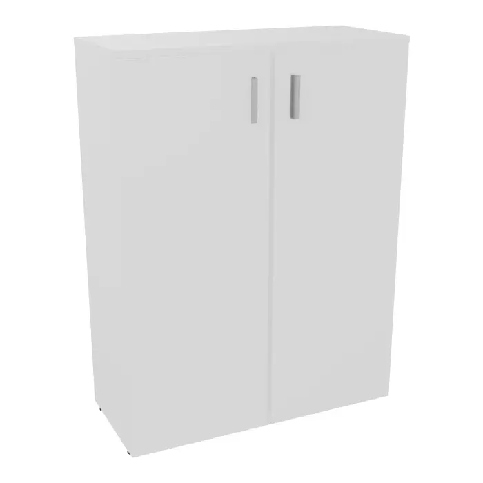 Armoire mélamine Armand 3 tablettes H. 133,5 x L. 100 x P. 43,2 cm corps et top finition mélamine blanc neige avec 2 portes soft-closing mélamine blanc neige - poignées métal gris aluminium
