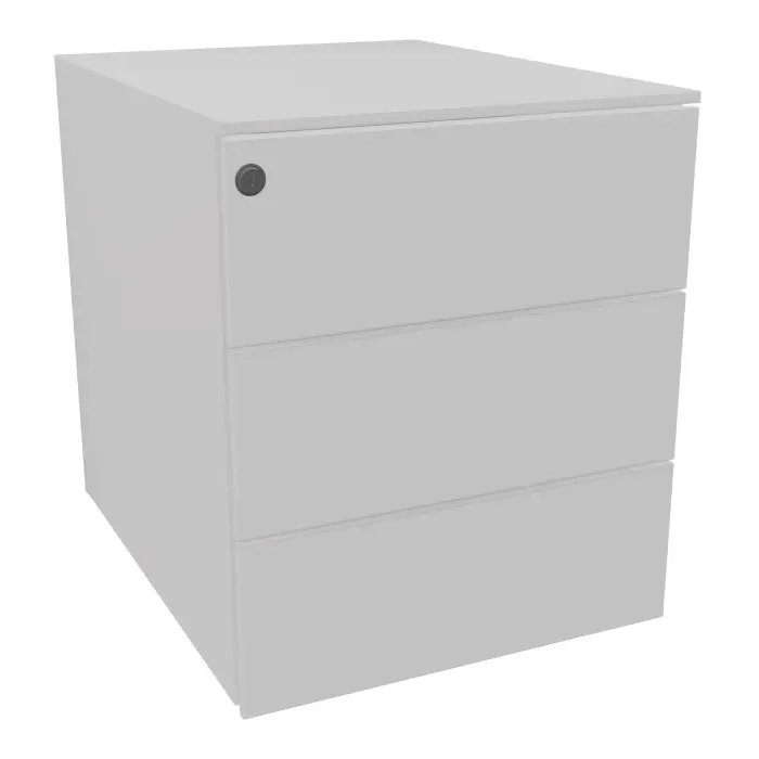 Lot de 8 caissons mobile finition métal lisse gris clair L. 42 x P. 53,3 x H. 50,5 cm - top métal - 3 tiroirs plats
