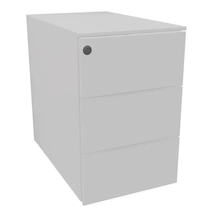 Lot de 8 caissons mobile faible encombrement finition métal lisse gris clair L. 32 x P. 53,3 x H. 50,3 cm - top métal - 3 tiroirs