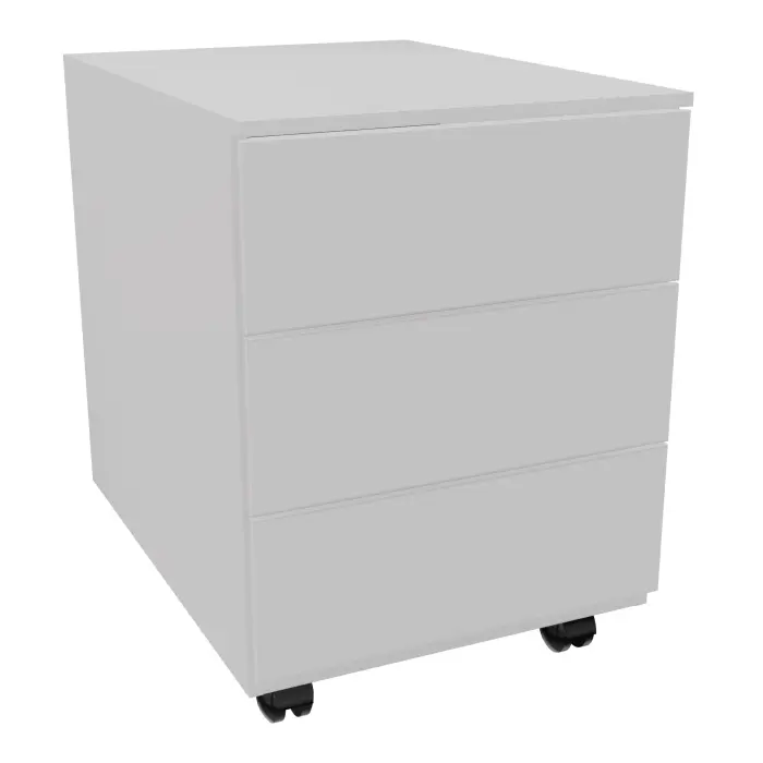 Lot de 8 caissons mobile avec tirette plumier finition métal lisse gris clair L. 42 x P. 53,3 x H. 50,5 cm - top métal - 3 tiroirs