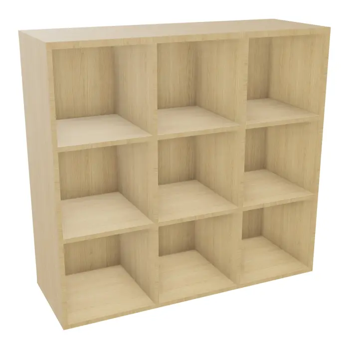 Camille structure 9 multicases mélamine Chêne naturel H. 112,3 x L. 120 x P.43,2 cm