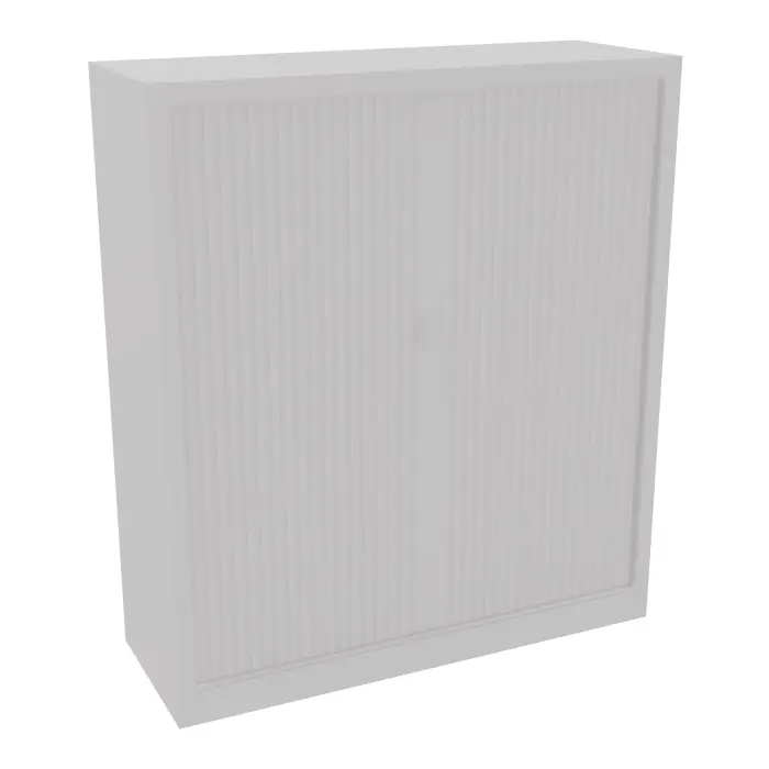 Armoire à rideaux H. 136 x L. 120 x P. 43 cm - corps métal lisse gris clair - rideaux métal lisse gris clair - équipée de 3 tablettes