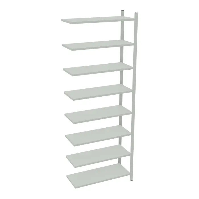 Element suivant rayonnage H. 250 cm x L. 90 cm  acier galvanisé 8 tablettes  acier galvanisé