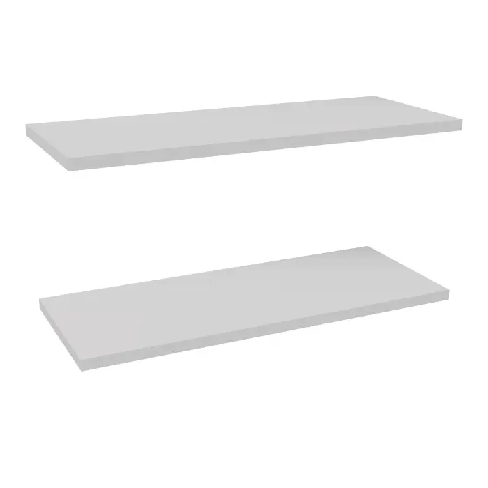 Lot de 2 tablettes métal lisse gris clair L. 90 cm
