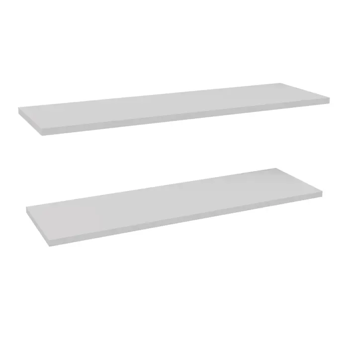 Lot de 2 tablettes métal lisse gris clair L. 120 cm
