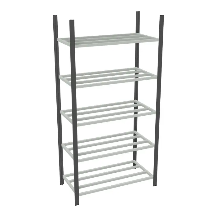 Rayonnage tubulaire Elément départ gris anthracite H. 200 x L. 100 x P. 50 cm 5 tablettes