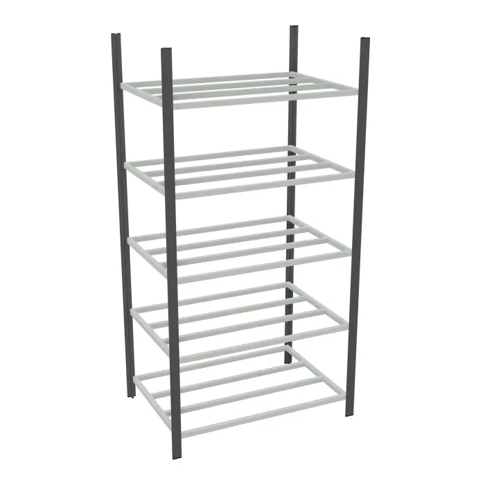 Rayonnage tubulaire Elément départ gris anthracite H. 200 x L. 100 x P. 70 cm 5 tablettes