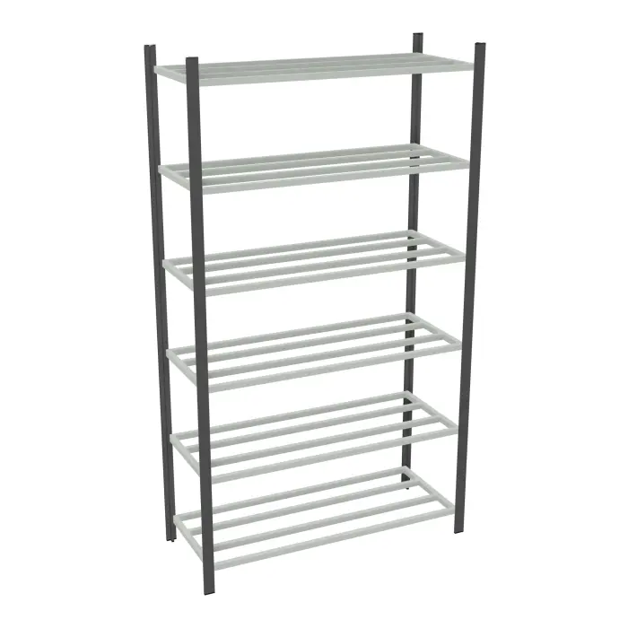 Rayonnage tubulaire Elément départ gris anthracite H. 225 x L. 125 x P. 50 cm 6 tablettes