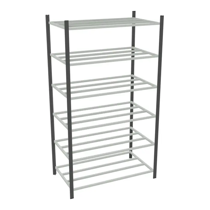 Rayonnage tubulaire Elément départ gris anthracite H. 225 x L. 125 x P. 70 cm 6 tablettes