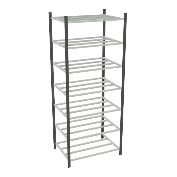 Rayonnage tubulaire Elément départ gris anthracite H. 250 x L. 100 x P. 70 cm 7 tablettes