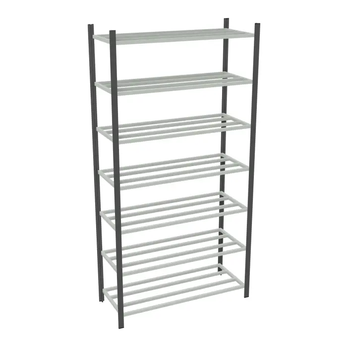 Rayonnage tubulaire Elément départ gris anthracite H. 250 x L. 125 x P. 50 cm 7 tablettes