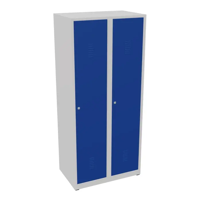 Vestiaire monobloc Industrie salissante 2 portes - corps gris porte bleu