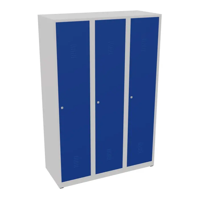 Vestiaire monobloc Industrie salissante 3 portes - corps gris porte bleu