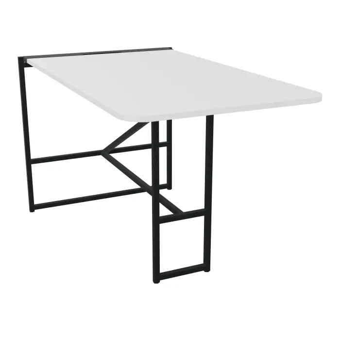 Table Alma H. 105 cm x L. 100 cm x P. 180 cm épaisseur 25mm mélamine blanc neige pietements métal structuré noir avec goulotte + capot pivotant + gain zippée L. 105 cm
