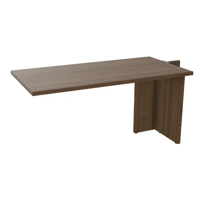 Extension Modulo 2 personnes L. 140 x P. 70 cm mélamine noyer brun épaisseur 30mm pour tables U,V losanges et rondes prépercé 2 obturateurs 1 pied panneaux mélamine noyer brun