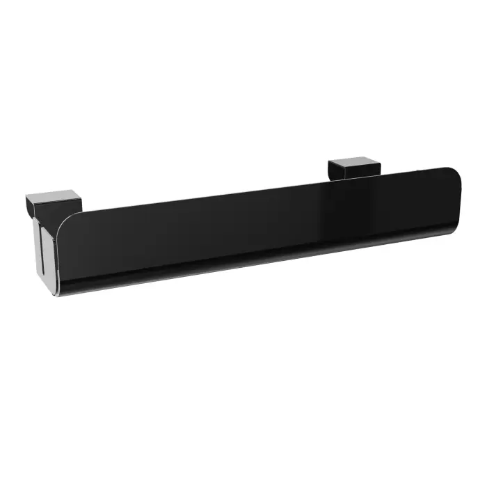 Support métal lisse noir pour boitier prises dimensions utiles L. 38,2 cm x H. 7,1 cm x P. 10,7 cm