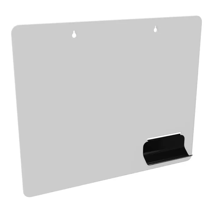 Tableau écritoire blanc L. 70 cm x H. 58,5 cm + plumier métal lisse noir
