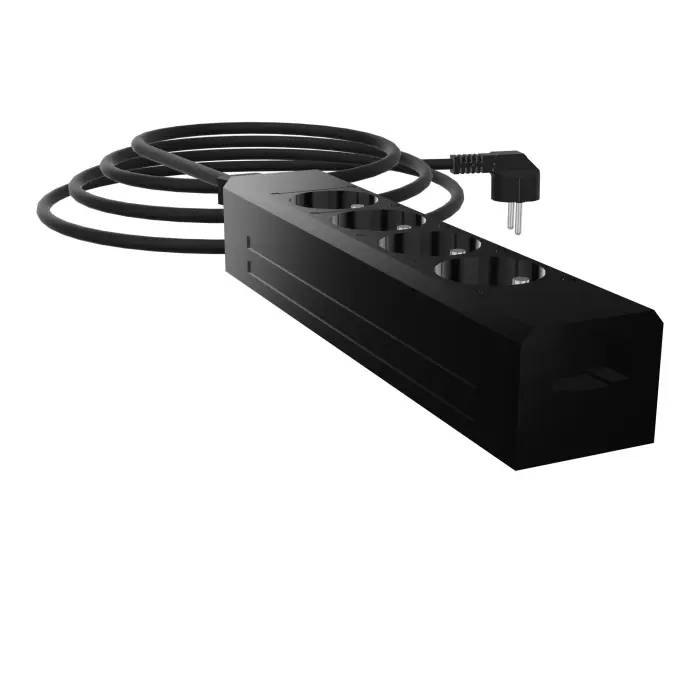 Boitier prises 4PC en noir + Câble alimentation 3M - Version EU