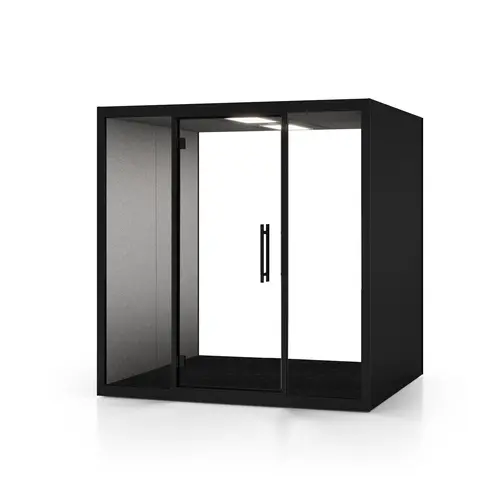 Cabine ChatBox quatro nue hauteur 222 cm x longeur 213 cm x profondeur 194 cm en métal noir version EUR