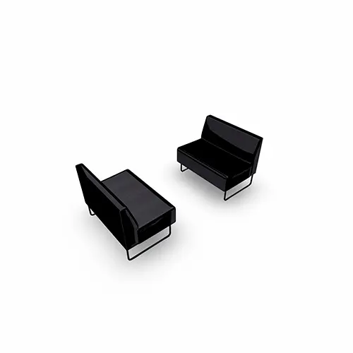 ChatBox lot de 2 banquettes bas dossier tissu gris piétement noir
