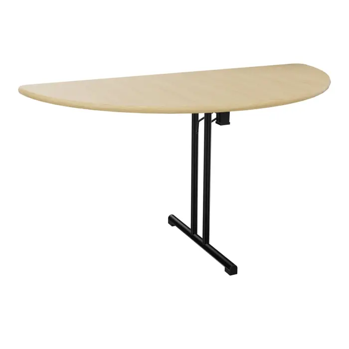 Extension demi-lune pour 2 tables rectangulaires H. 72 cm x L. 140 cm x P. 70 cm mélamine Chêne naturel piètement mélamine Chêne naturel