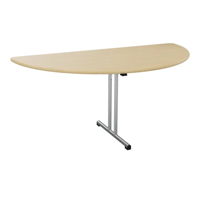 Extension demi-lune pour 2 tables rectangulaires H. 72 cm x L. 160 cm x P. 80 cm mélamine Chêne naturel piètement mélamine Chêne naturel