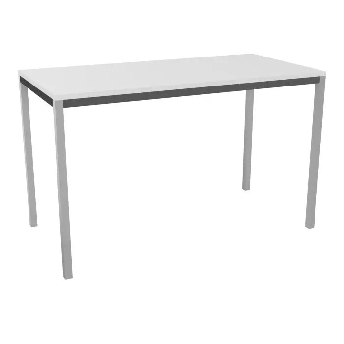 Table polyvalente rectangulaire L. 120 x P. 60 cm - plateau décor blanc neige piétement finition gris aluminium