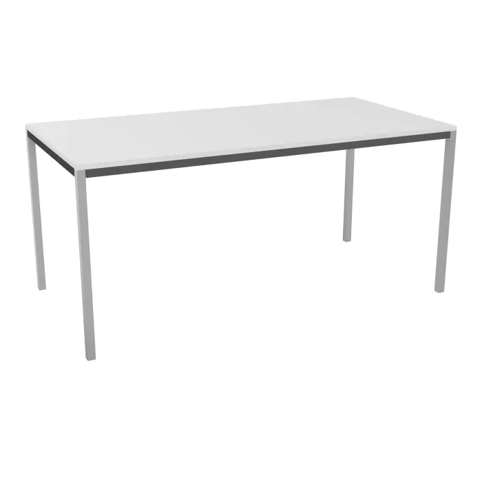 Table polyvalente rectangulaire L. 160 x P. 80 cm - plateau décor blanc neige piétement finition gris aluminium