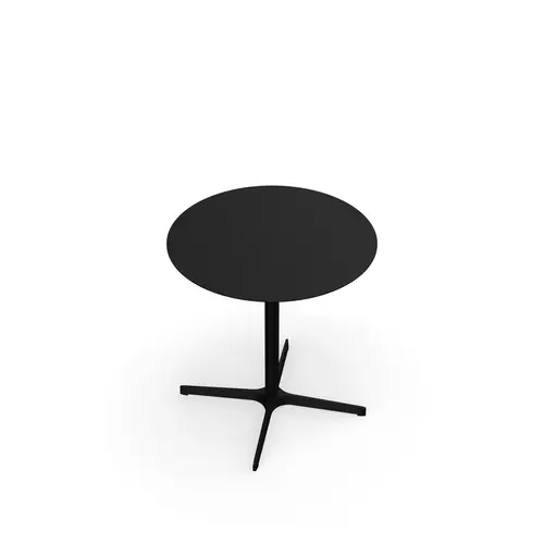 Table outdoor Lucie Ø70 cm x H. 73,5 cm métal structuré noir - piétement métal lisse noir