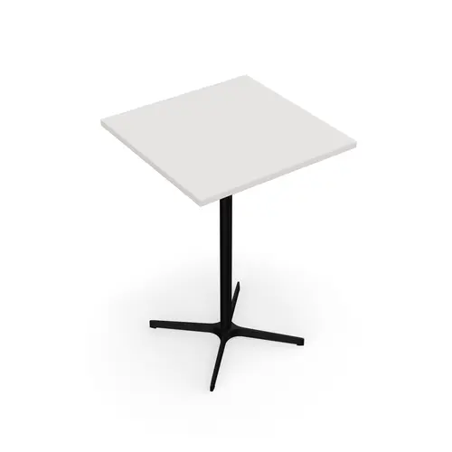 Table indoor Lucie L. 70 cm x l. 70 cm x H. 104,5 cm mélamine blanc neige - piétement métal structuré noir