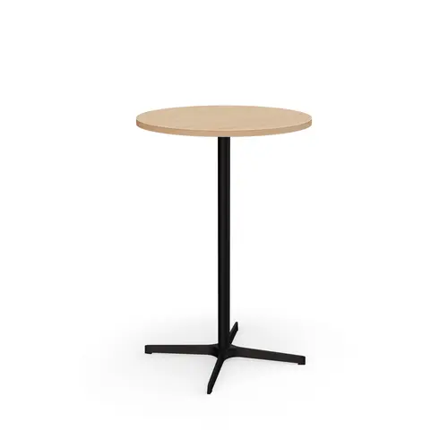 Table indoor Lucie Ø70 cm x H. 104,5 cm mélamine Chêne naturel - piétement métal structuré noir