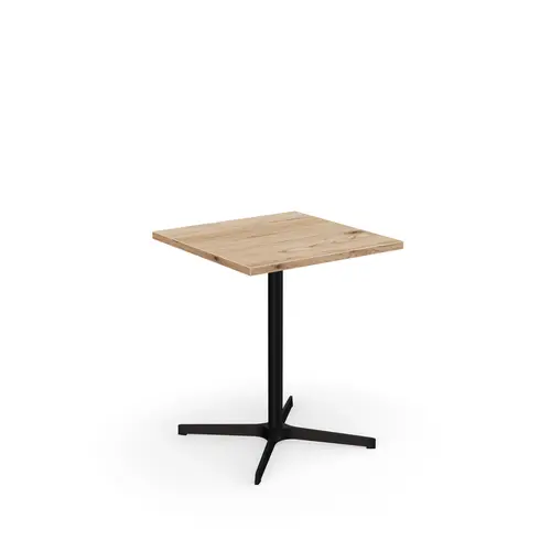 Table indoor Lucie L. 60 cm x l. 60 cm x H. 73,5 cm mélamine chêne Brunswick pieds métal structuré noir