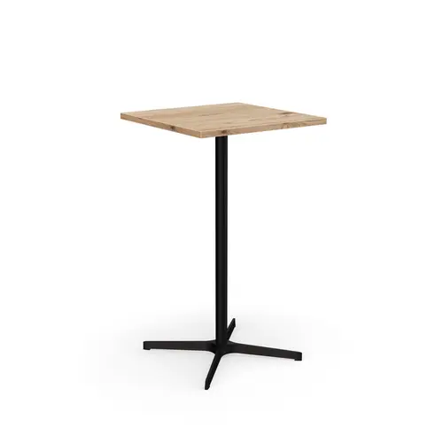 Table indoor Lucie L. 60 cm x l. 60 cm x H. 105 cm mélamine chêne Brunswick pieds métal structuré noir