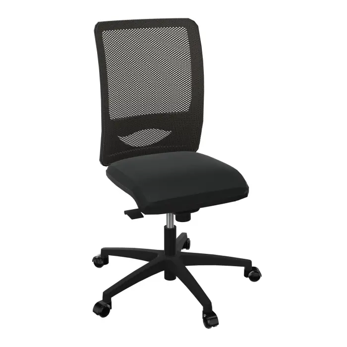 Siège Alter - mécanisme synchrone sans accotoirs - assise tissu Bondaï noir et dossier résille noire - piètement nylon noir