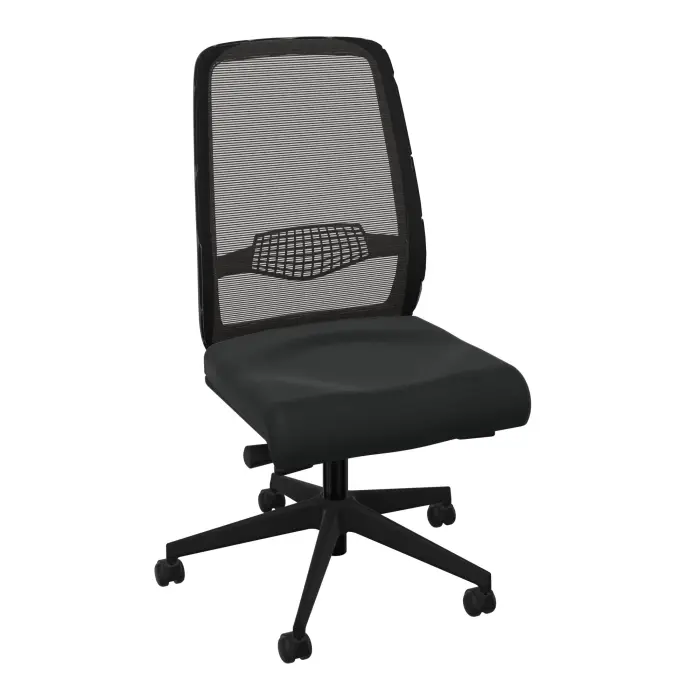Siège Gabin - mécanisme synchrone ergonomique + translation assise tissu Bondaï noir dossier résille noire - piètement nylon noir - Roulettes pour sol souple