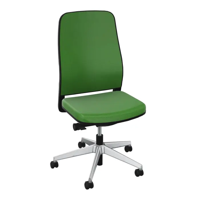Siège Léon synchrone latéral - dossier/assise tissu Step bambou - cadre noir - piétement métal chromé sur roulettes pour sol dur 65 mm