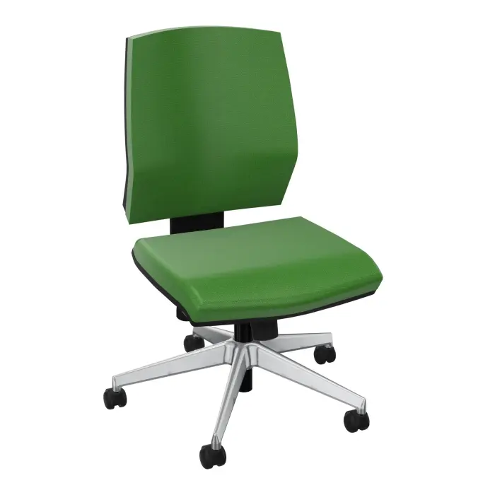 Siège Opus - mécanisme synchrone réglable en intensité - assise et dossier tissu Step bambou - piètement métal chromé - Roulettes pour sol dur freinées en charge