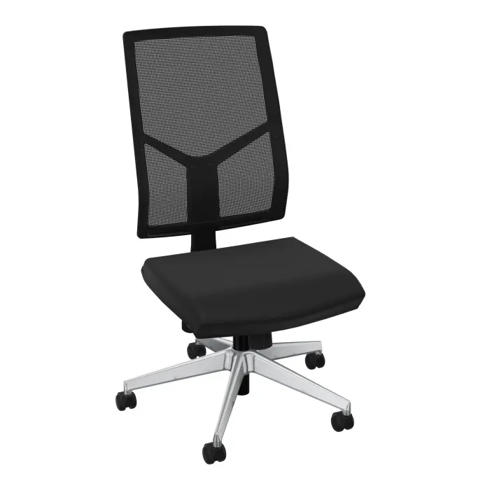Siège Opus - mécanisme synchrone réglable en intensité - assise tissu Secret Noir et haut dossier résille noire - piètement métal chromé - Roulettes pour sol souple freinées hors charge