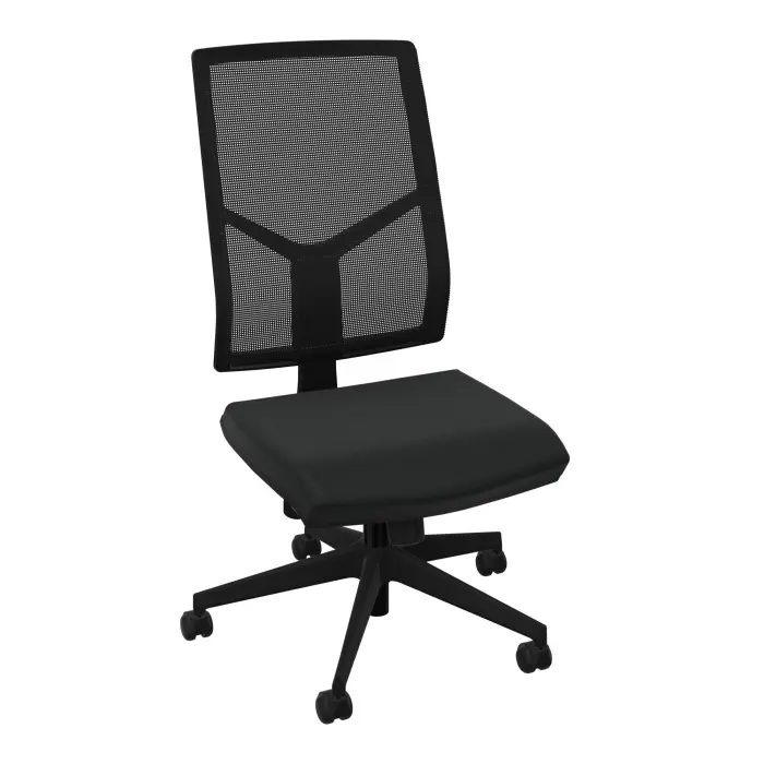 Siège Opus - mécanisme synchrone réglable en intensité - assise tissu Bondaï noir et haut dossier résille noire - piètement nylon noir - Roulettes pour sol souple