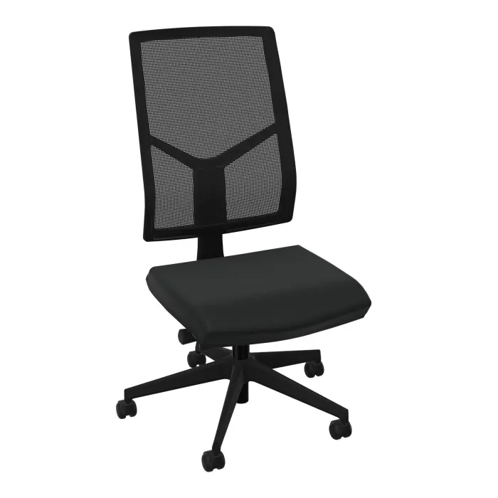 Siège Opus - mécanisme synchrone réglable en intensité avec profondeur d'assise réglable - assise tissu Bondaï noir et haut dossier résille noire - piètement nylon noir - Roulettes pour sol souple