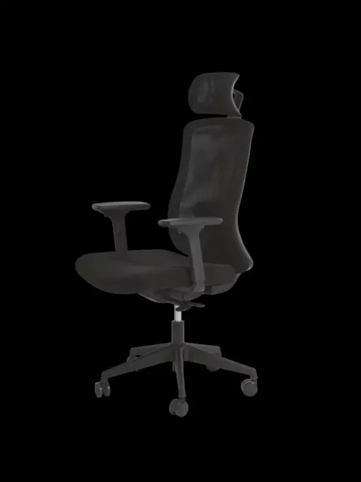 Translation d'assise
Dossier filet
Support lombaire réglable, têtière réglable en tissu noir
Accoudoirs réglables 3 D, manchettes « soft touch »
Coloris noir uniquement