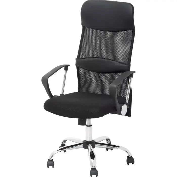 Tension réglable, anti-retour
Assise en tissu Type sandwich Dacron respirant
Coloris noir uniquement
Lift. Pied métal chromé