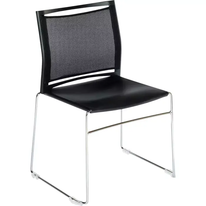 Assise en polypropylène noir uniquement
Dossier filet noir uniquement
Piétement fil chromé