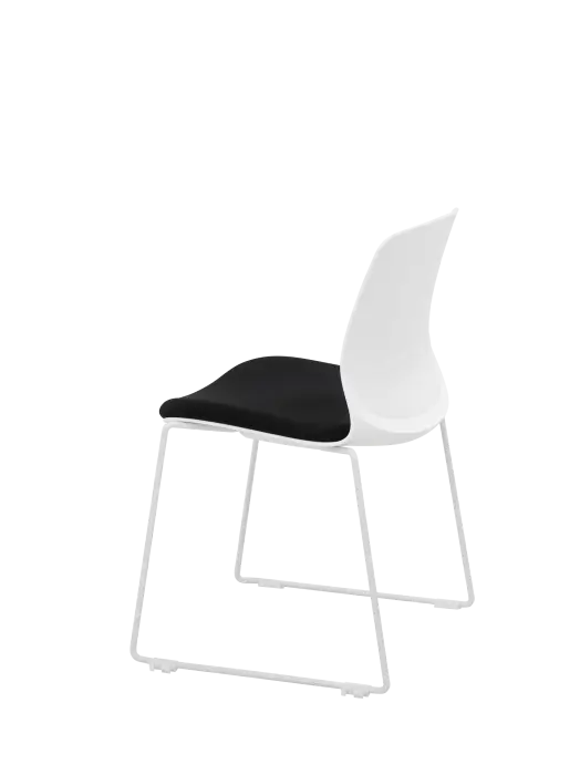 Assise tissu noir uniquement non classé au feuDossier en polypropylène blancPiétement fil coloris blancPatins permettant l'accrochage