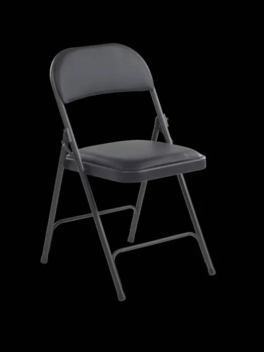 Assise et dossier en vinyl noir
Piétement en acier
Peinture époxy noire mate