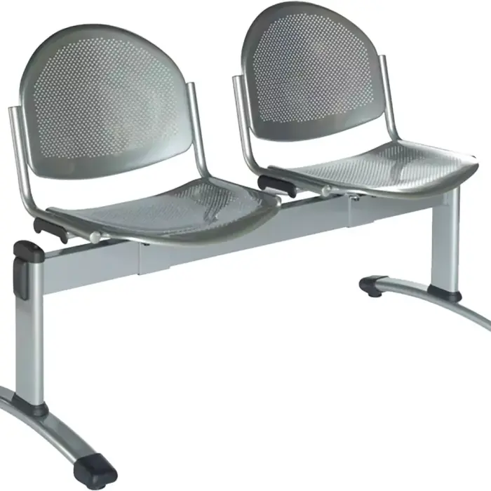 Assise et dossier en métal perforé
Piétement époxy anti-rayures coloris vernis alu
Livrées démontées
Une tablette peut remplacer une assise
