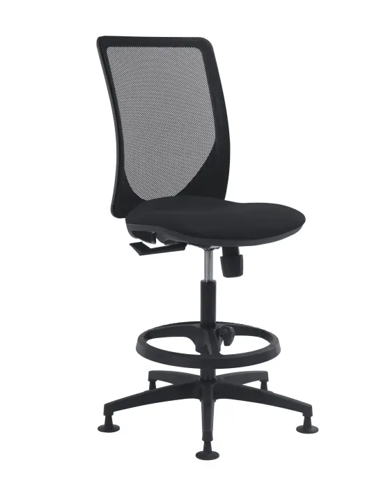 Siège technique Réglable en hauteur par lift de 61 à 86 cmPiétement nylonDossier filet noir sur stockTissu stock 100 000 cycles24 coloris disponibles sur commande