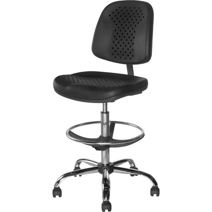 Dossier réglable en hauteur sur lame chromée
Réglable en hauteur par lift de 56 à 75 cm
Pied métal chromé diamètre 65 cm