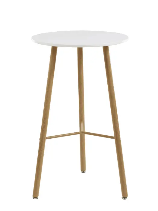 Tabouret  Structure en métal avec impression à chaud imitation bois Plateau en MDF blanc épaisseur 18 mm